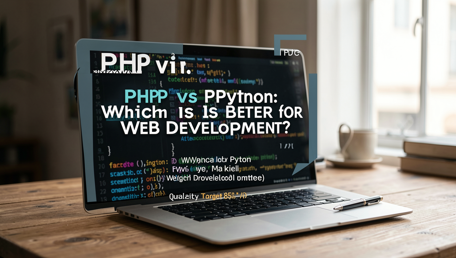 A split image showing PHP and Python logos in a web development setting.