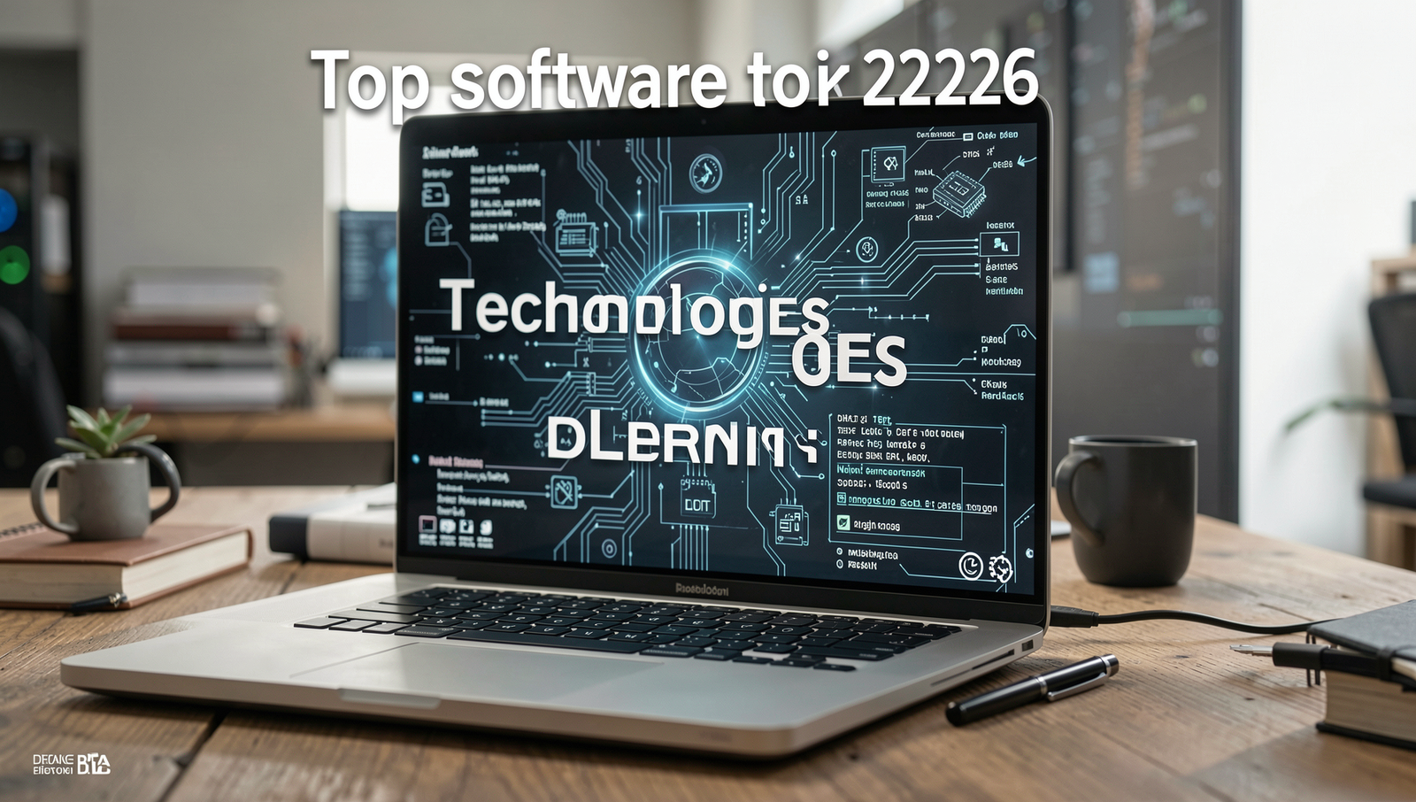 Professional editorial photo showcasing top software development technologies for 2026.